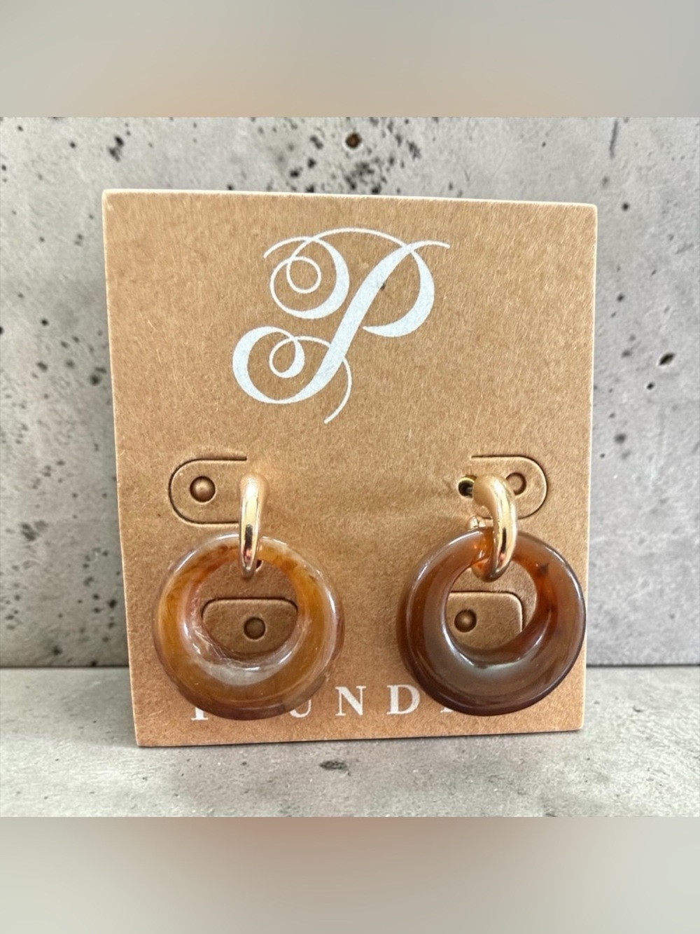Plunder Brown Resin Hoop Drop Earrings